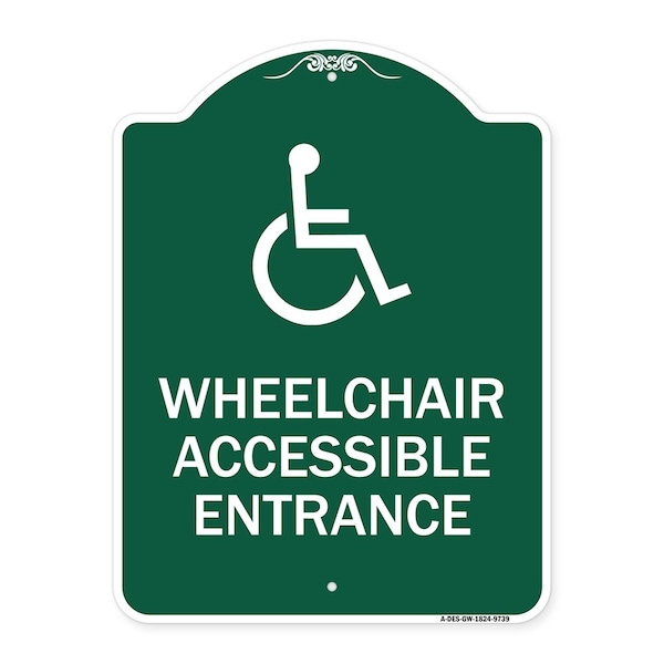 Wheelchair Accessible Entrance Heavy-Gauge Aluminum Architectural Sign, 24" H, GW-1824-9739